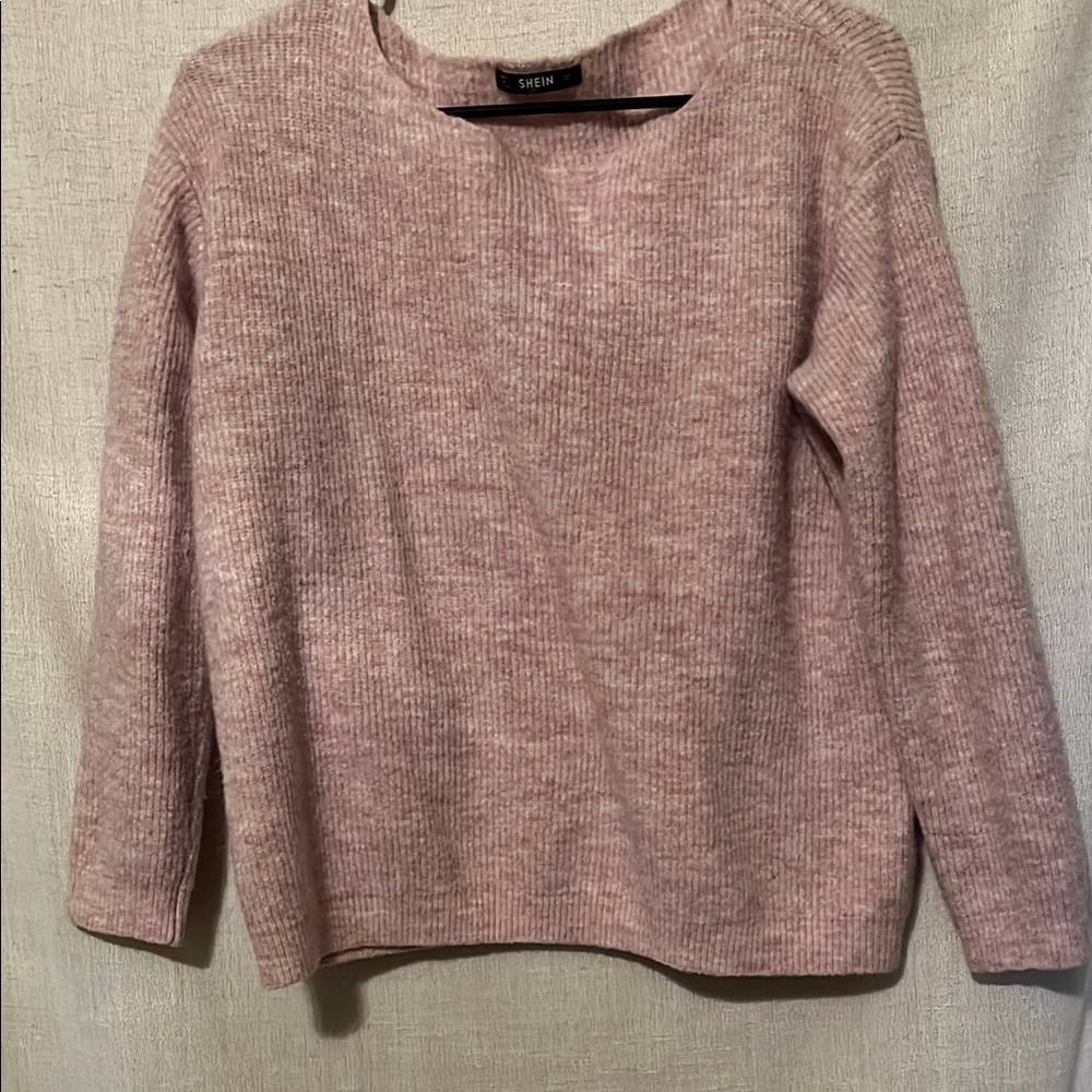 SHEIN Pink Crew Neck Sweater Cozy Medium Weight